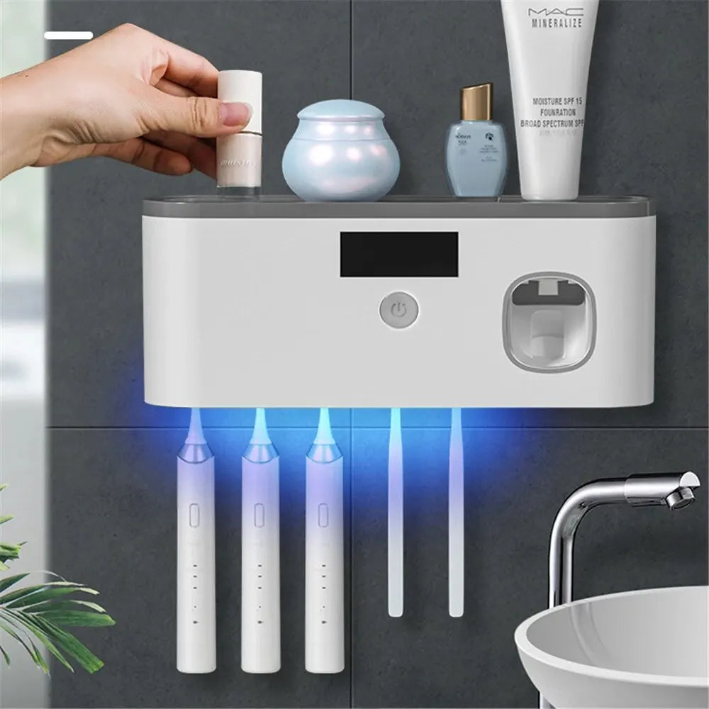 SunBeam Dental Dock: UV Toothbrush Holder with Smart Dispenser