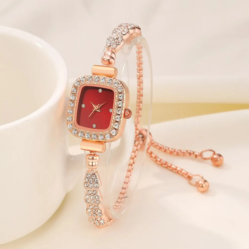 5 PCS Set Luxury Square Watch Women