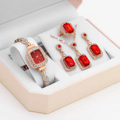 5 PCS Set Luxury Square Watch Women