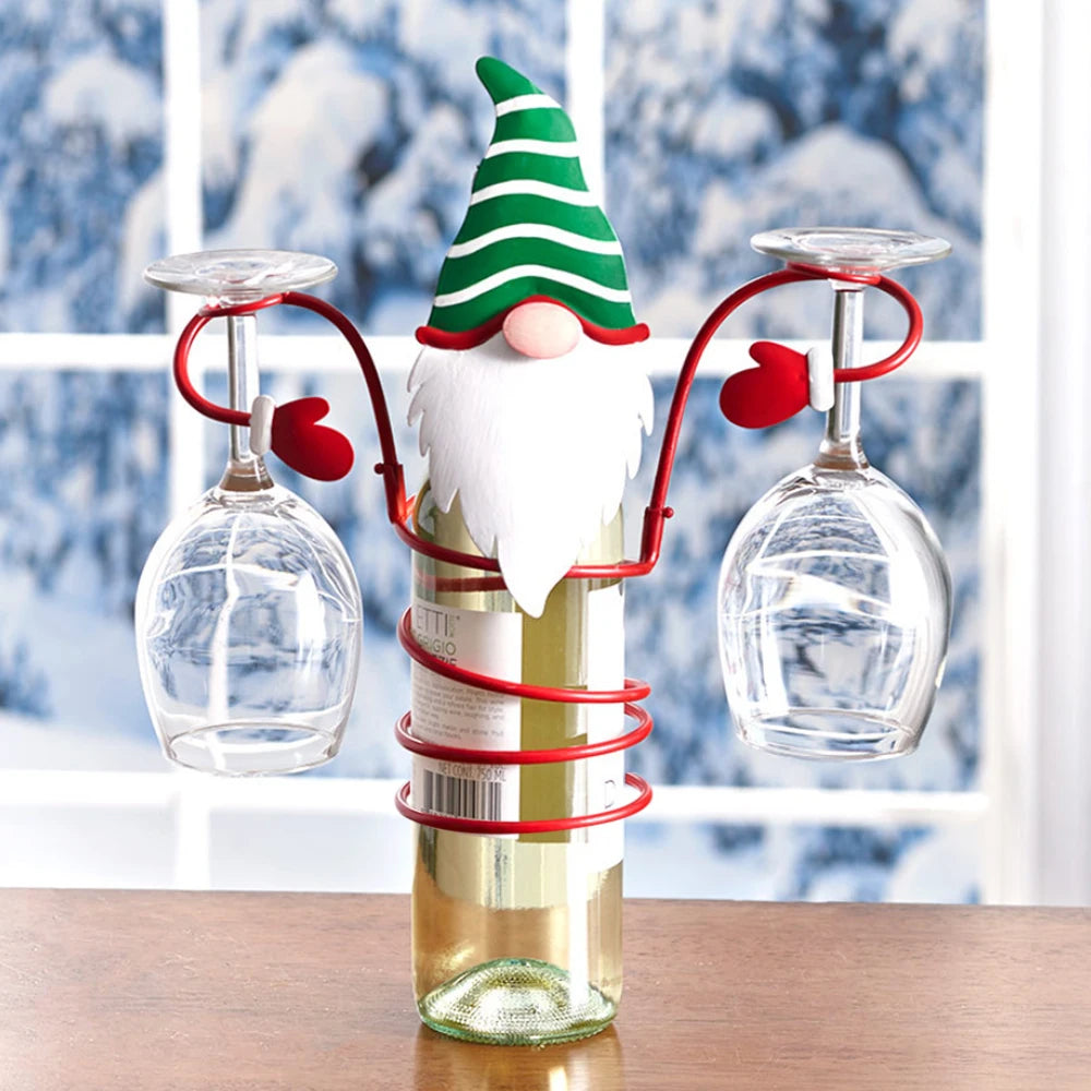 FestiveSip: Christmas Wine Bottle & Glass Holder Rack