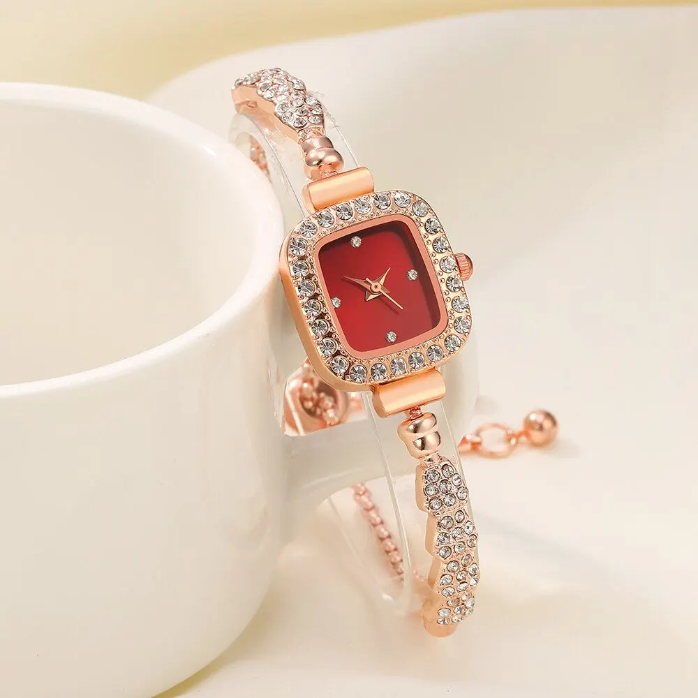 5 PCS Set Luxury Square Watch Women