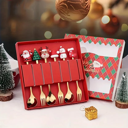 MerryDine: Christmas Stainless Steel Fork & Spoon Gift Set