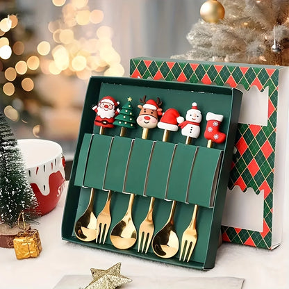 MerryDine: Christmas Stainless Steel Fork & Spoon Gift Set