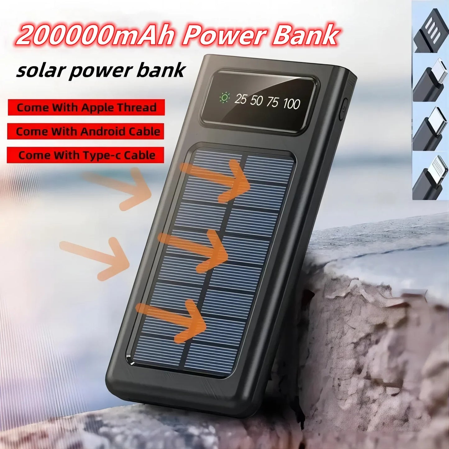 SunVolt Max: banco de energia solar de 200.000mAh 