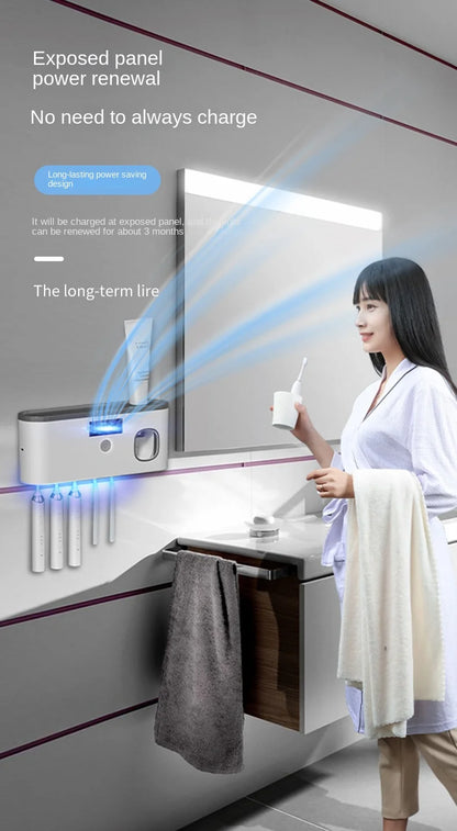 SunBeam Dental Dock: UV Toothbrush Holder with Smart Dispenser