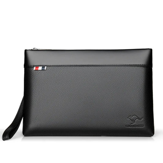 EliteEdge Leather Clutch: Luxury Large Capacity Men’s Handbag