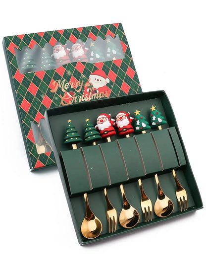 MerryDine: Christmas Stainless Steel Fork & Spoon Gift Set