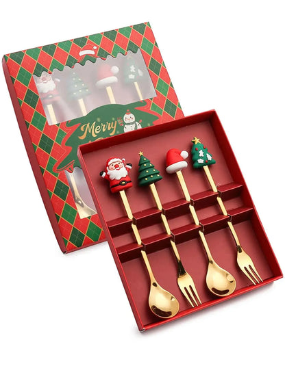 MerryDine: Christmas Stainless Steel Fork & Spoon Gift Set