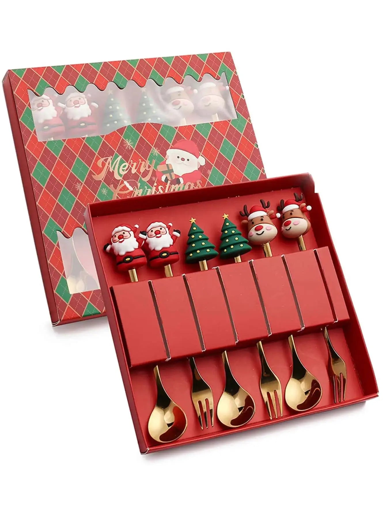 MerryDine: Christmas Stainless Steel Fork & Spoon Gift Set