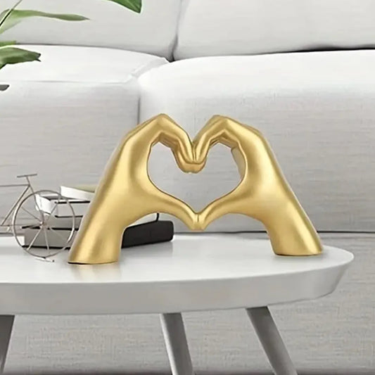 LoveSign Sculpture: Modern Art Heart Gesture Statue for Unique Home Decor