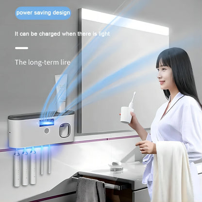 SunBeam Dental Dock: UV Toothbrush Holder with Smart Dispenser